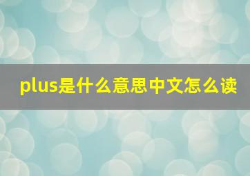 plus是什么意思中文怎么读