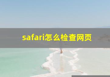 safari怎么检查网页