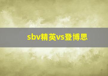 sbv精英vs登博思