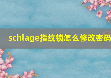 schlage指纹锁怎么修改密码