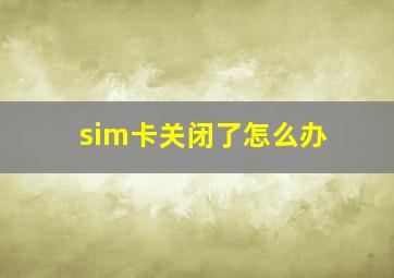 sim卡关闭了怎么办