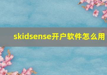 skidsense开户软件怎么用