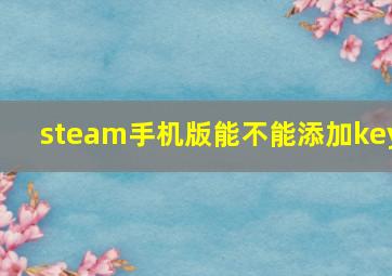 steam手机版能不能添加key