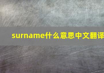 surname什么意思中文翻译