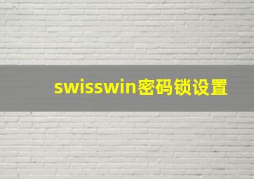 swisswin密码锁设置