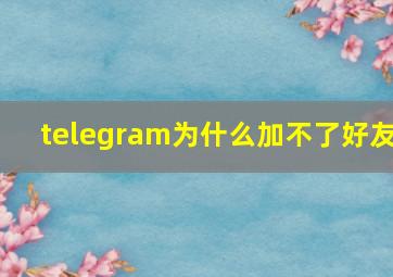 telegram为什么加不了好友