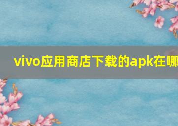 vivo应用商店下载的apk在哪