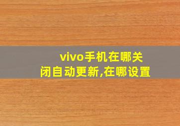 vivo手机在哪关闭自动更新,在哪设置