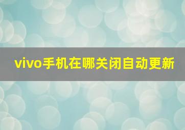 vivo手机在哪关闭自动更新