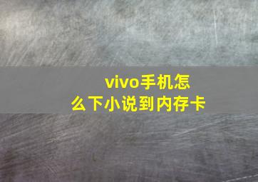 vivo手机怎么下小说到内存卡