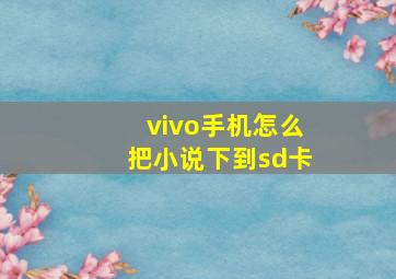 vivo手机怎么把小说下到sd卡