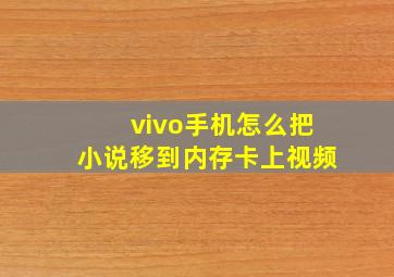 vivo手机怎么把小说移到内存卡上视频