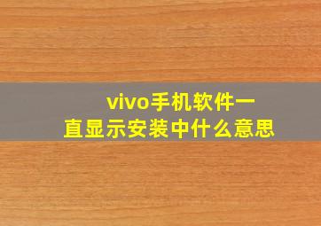 vivo手机软件一直显示安装中什么意思