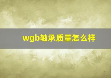 wgb轴承质量怎么样