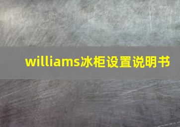 williams冰柜设置说明书