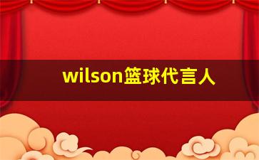 wilson篮球代言人