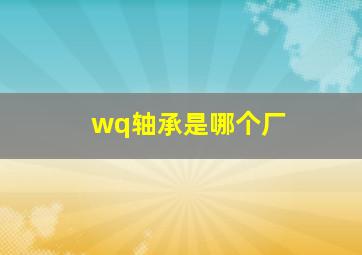 wq轴承是哪个厂