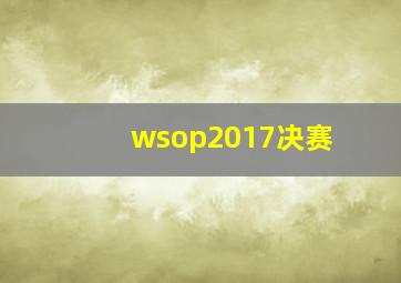 wsop2017决赛