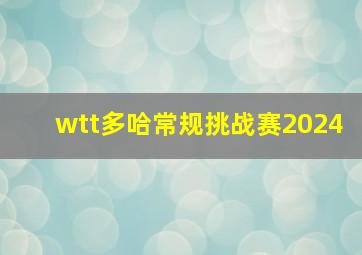 wtt多哈常规挑战赛2024