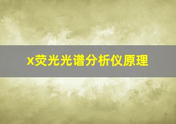 x荧光光谱分析仪原理