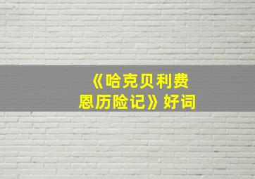 《哈克贝利费恩历险记》好词