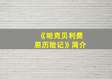 《哈克贝利费恩历险记》简介