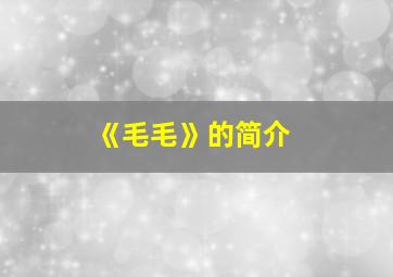 《毛毛》的简介