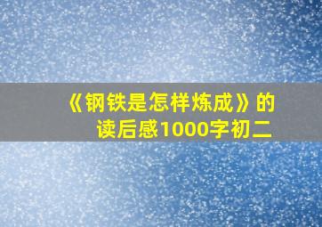 《钢铁是怎样炼成》的读后感1000字初二