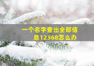 一个名字查出全部信息12368怎么办