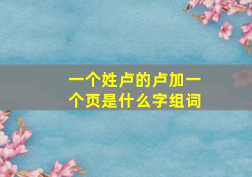 一个姓卢的卢加一个页是什么字组词