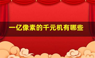 一亿像素的千元机有哪些