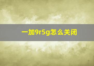 一加9r5g怎么关闭