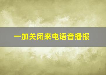 一加关闭来电语音播报