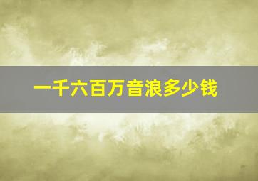 一千六百万音浪多少钱