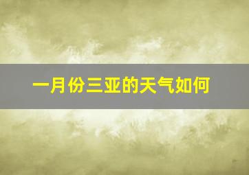 一月份三亚的天气如何