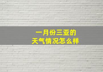 一月份三亚的天气情况怎么样