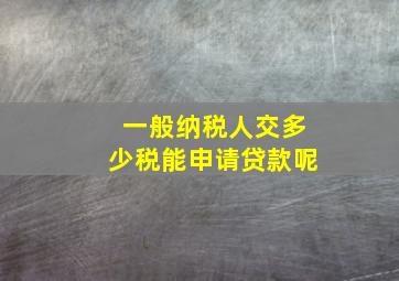 一般纳税人交多少税能申请贷款呢