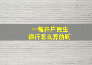 一键开户民生银行怎么弄的啊