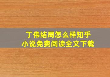 丁伟结局怎么样知乎小说免费阅读全文下载