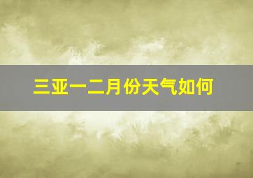 三亚一二月份天气如何