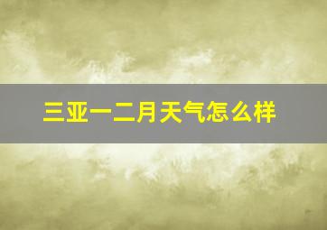 三亚一二月天气怎么样