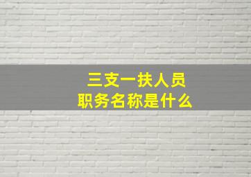 三支一扶人员职务名称是什么