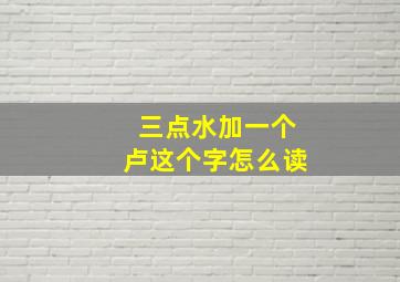 三点水加一个卢这个字怎么读