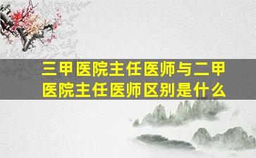 三甲医院主任医师与二甲医院主任医师区别是什么