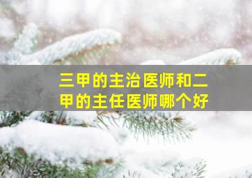 三甲的主治医师和二甲的主任医师哪个好