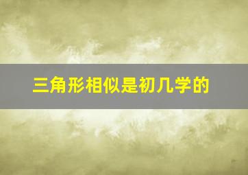 三角形相似是初几学的