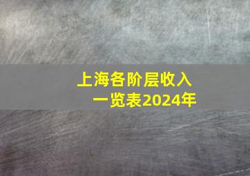 上海各阶层收入一览表2024年