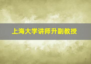 上海大学讲师升副教授