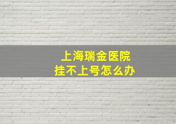 上海瑞金医院挂不上号怎么办