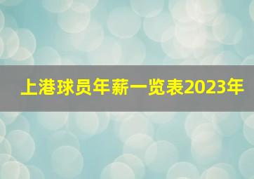 上港球员年薪一览表2023年